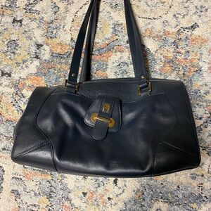 Etienne Aigner Navy Leather Shoulder Bag